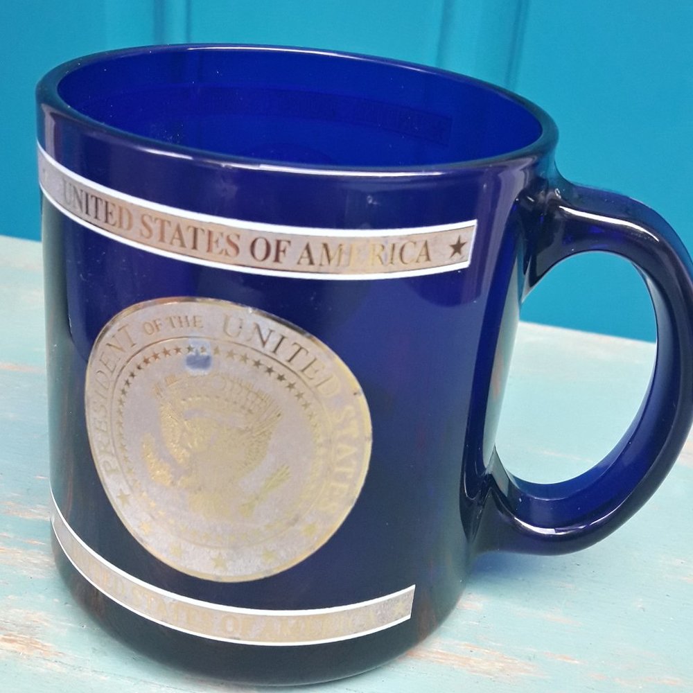 Mug President of the United States Cobalt Blue Glass Coffee Cup Gift for Him Man - Picture 12 of 13